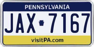 PA license plate JAX7167