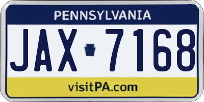 PA license plate JAX7168