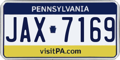 PA license plate JAX7169
