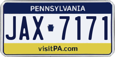 PA license plate JAX7171