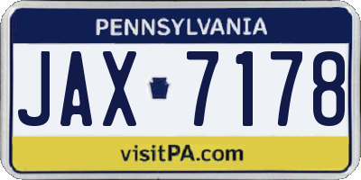 PA license plate JAX7178
