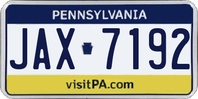 PA license plate JAX7192