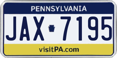 PA license plate JAX7195