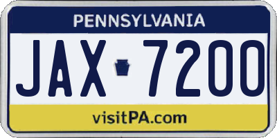 PA license plate JAX7200