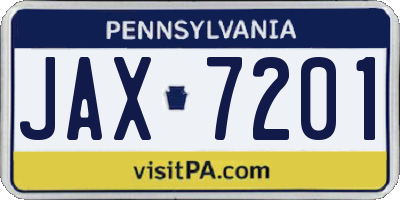 PA license plate JAX7201