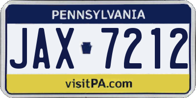 PA license plate JAX7212