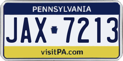 PA license plate JAX7213