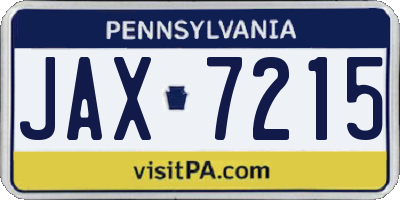 PA license plate JAX7215
