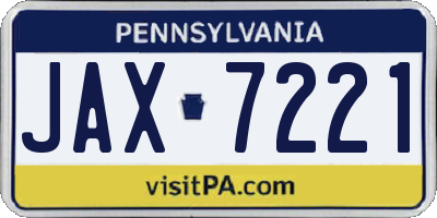 PA license plate JAX7221