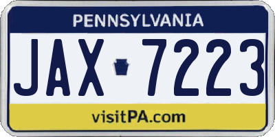 PA license plate JAX7223