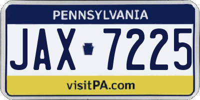 PA license plate JAX7225