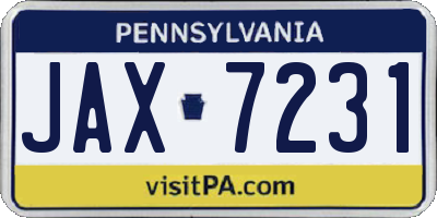 PA license plate JAX7231