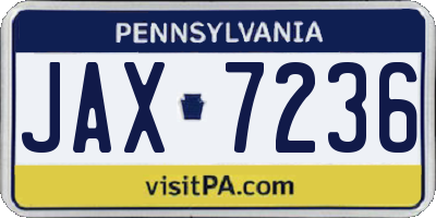 PA license plate JAX7236