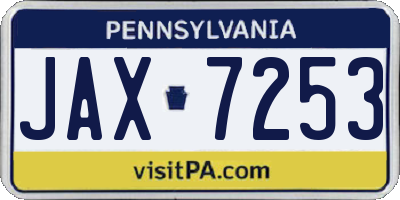 PA license plate JAX7253