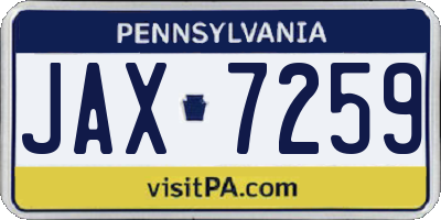 PA license plate JAX7259
