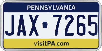 PA license plate JAX7265