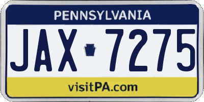 PA license plate JAX7275