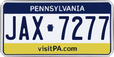 PA license plate JAX7277