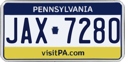 PA license plate JAX7280