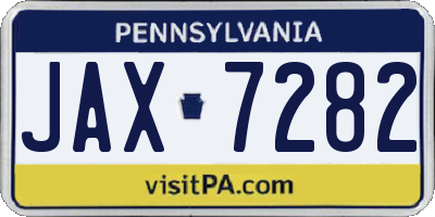PA license plate JAX7282
