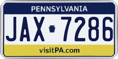 PA license plate JAX7286