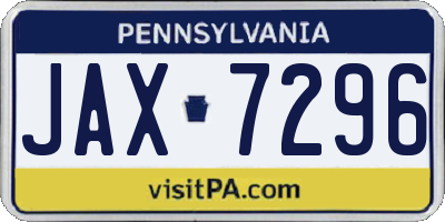 PA license plate JAX7296