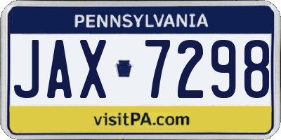 PA license plate JAX7298