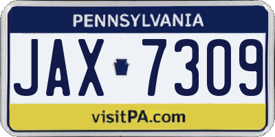 PA license plate JAX7309
