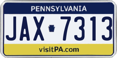 PA license plate JAX7313
