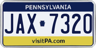 PA license plate JAX7320