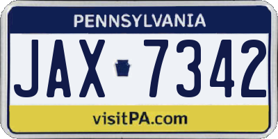 PA license plate JAX7342