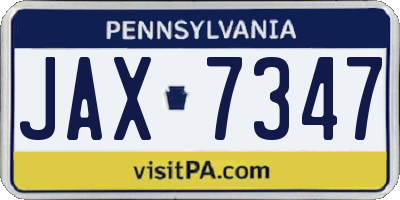 PA license plate JAX7347
