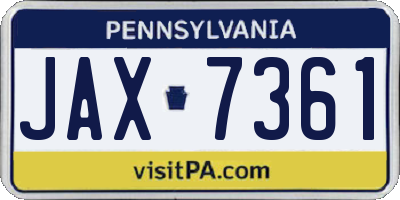 PA license plate JAX7361
