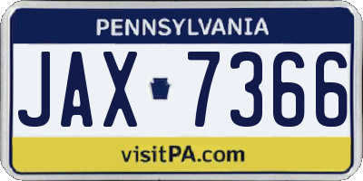 PA license plate JAX7366
