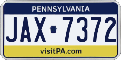 PA license plate JAX7372