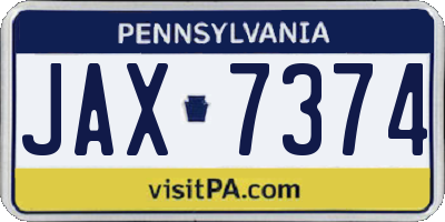 PA license plate JAX7374