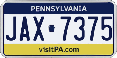 PA license plate JAX7375