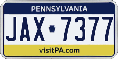 PA license plate JAX7377
