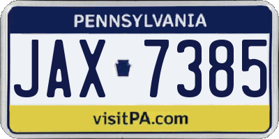PA license plate JAX7385