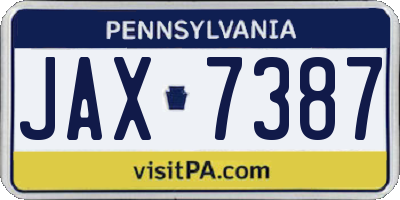 PA license plate JAX7387