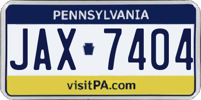 PA license plate JAX7404