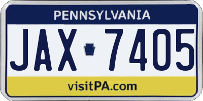 PA license plate JAX7405