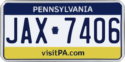 PA license plate JAX7406