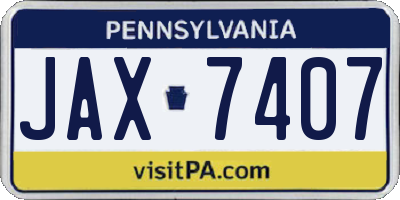 PA license plate JAX7407