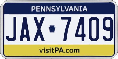 PA license plate JAX7409