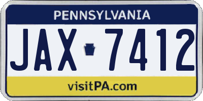 PA license plate JAX7412