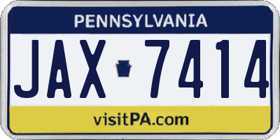 PA license plate JAX7414