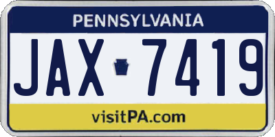PA license plate JAX7419