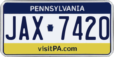 PA license plate JAX7420