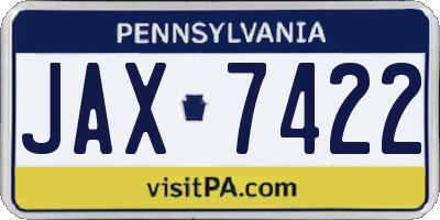 PA license plate JAX7422